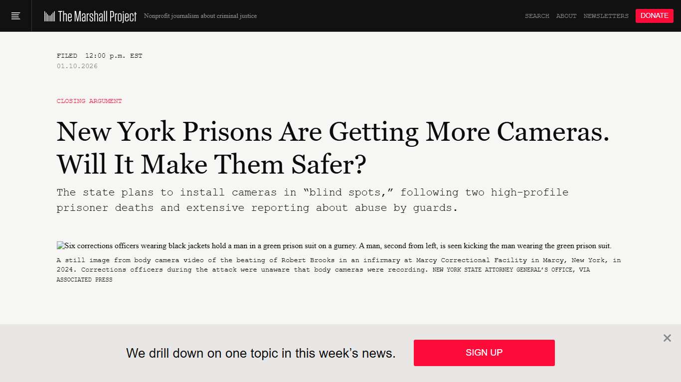 NY Prison Camera Coverage To Expand: What To Know | The Marshall Project